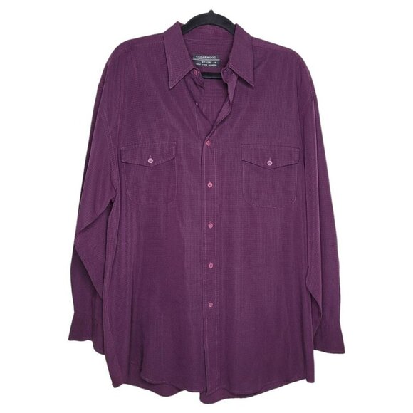 Cedarwood State Mens Button Up Grid Long Sleeve Large 41-43in Viscose Blend - Picture 1 of 7